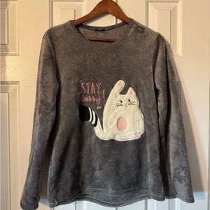 Cozy Gray Cat Kids Top size Medium